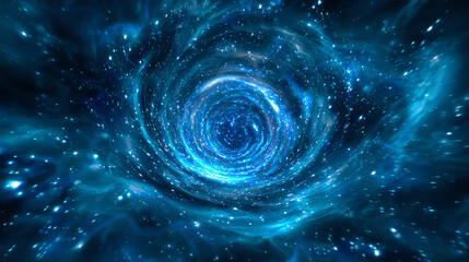 Aufkleber - A mesmerizing view of a swirling galaxy, showcasing vibrant blues and cosmic elements. Dive into the mysteries of the universe.