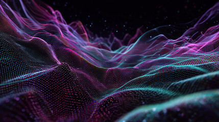 Poster - Abstract digital waves of light flow smoothly, creating a mesmerizing visual representation of data and energy in a vibrant spectrum.
