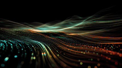 Aufkleber - Abstract wave patterns in vibrant colors showcasing the beauty of digital technology and innovation.