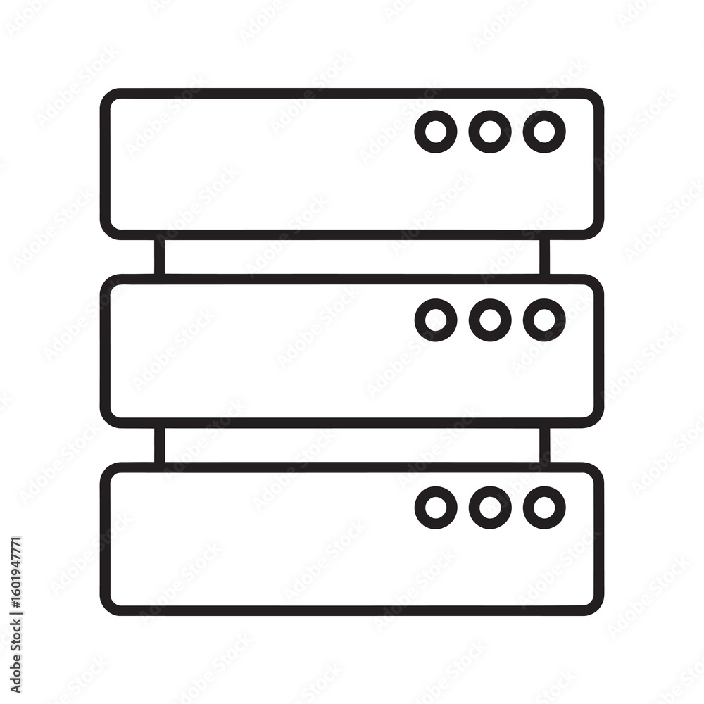 Data Center Rack Management Icon Server data center icon for network hosting and database storage ...
