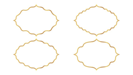 Wall Mural - Four golden decorative frames with elegant flourishes on a clean white background
