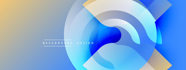 Leinwandbilder - Abstract fluid shapes, blue, gold gradients. Modern design elements create dynamic visual effect. Minimalist style, clean composition.