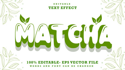 Fototapete - 3d Word Matcha Editable Text Effect Design, Effect Saved In Graphic Style