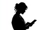 © Vlad - Female Doctor Silhouette with Tablet Computer Turning Pages. White Background