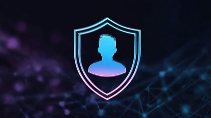 Aufkleber - Digital illustration of a shield protecting a silhouette, emphasizing cybersecurity and personal data protection themes.