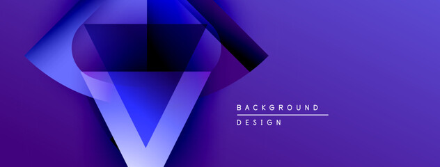 Fototapete - Abstract purple design features geometric shapes, gradients, bright highlights. Modern background suitable for digital projects.