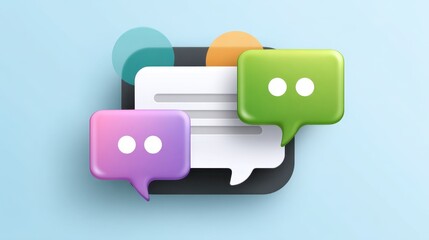 Poster - Colorful speech bubbles representing communication and messaging on a light background.