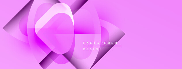 Fototapete - Abstract pink background. Geometric shapes overlap, creating dynamic visual effect. Modern design suitable for digital projects.