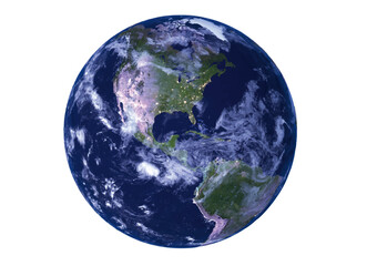 Wall Mural - Photorealistic vector earth of America continent created by 3D modeling as daytime no night light and normal color more high resolution version.