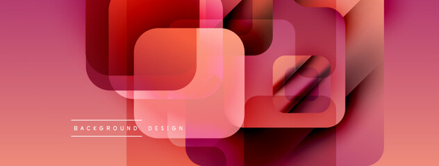 Leinwandbilder - Abstract geometric pattern. Overlapping squares create dynamic visual effect. Warm color palette dominates composition. Modern design element.