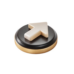 Aufkleber - White arrow on a black and gold circular button isolated on transparent background