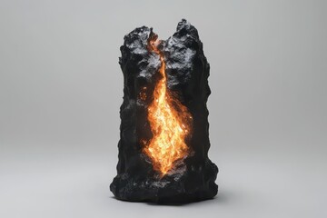 Poster - Dark rock formation with inner glowing light.