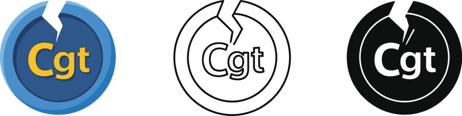 Leinwandbilder - Cgt icon vector illustration set in color outline and black style cgt logo symbol graphic design editable