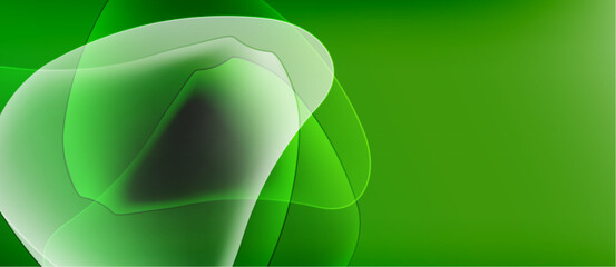 Poster - Abstract green shapes overlap, creating soft gradients. Background is solid vibrant green. Minimalist design, modern aesthetic.