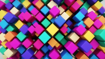 Poster - Dynamic colorful cubes abstract animation background for vibrant creative projects or presentations