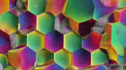 Poster - Close-up view of a colorful, textured hexagonal pattern.