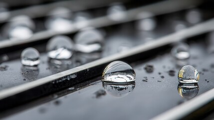 Poster - Water droplets on a textured surface.