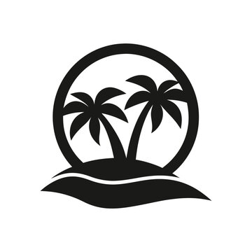 Palm tree silhouette, summer, Beach palm tree