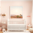 © Parent - blank wall art mockup for kids room elegant whimsical pastel nursery decoration playful plush toys adorable soft colors 3d render portrait frame design ideal for showcasing artwork or prints