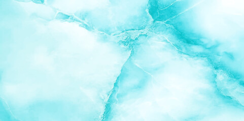 Poster - The surface appears glossy and reflective glacial texture, This blue and white marble tile texture highlights unique patterns, ranging from light cyan to deeper turquoise.