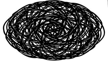 Aufkleber - An oval shape filled with many black lines creating a dense and chaotic visual texture design created with generated ai