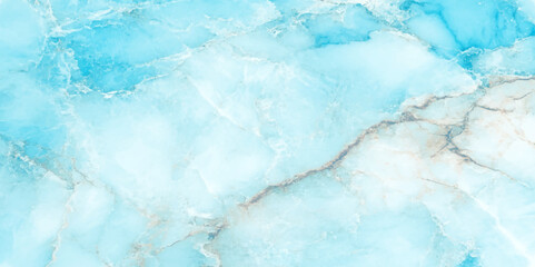 Poster - The surface appears glossy and reflective glacial texture, This blue and white marble tile texture highlights unique patterns, ranging from light cyan to deeper turquoise.