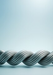 Leinwandbilder - Metallic twisted cable structure on light blue background with space for text and creative advertising or poster design template concept.