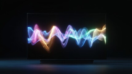 Poster - Oled smart tv displaying dynamic music visualization with colorful sound waves