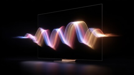Poster - oled smart tv with vibrant music visualization and dynamic sound waves