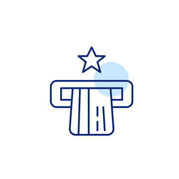 Credit card in ATM and star. Premium banking service, top-rated transactions. Pixel perfect, editable stroke vector icon