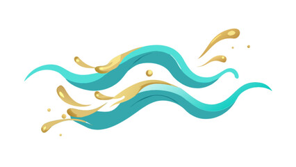 Poster - Abstract turquoise and gold waves illustration for graphic design and creative projects vector image
