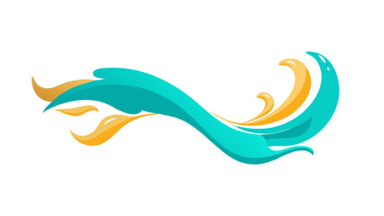 Poster - Aqua and gold wave design element vector illustration for decoration and artistic graphic design needs