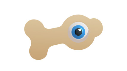 Poster - Cartoon bone shape with blue eye clip art vector illustration graphic design element for kids and adults