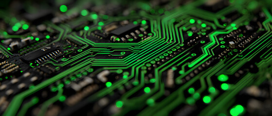 Poster - The glowing circuitry design showcasing intricate electronic patterns in vibrant green.