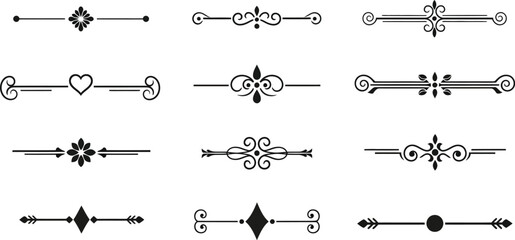 Poster - Vintage decorative dividers vector set for design elements and page decorations and ornaments