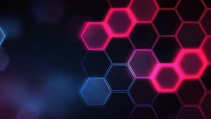Poster - Hexagon Patterns Illuminated: Captivating illuminated hexagon patterns pulse with vibrant colors, offering a dynamic and modern aesthetic with technological significance.