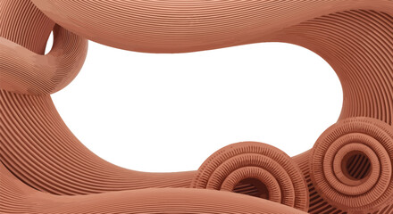Poster - Abstract terracotta background with curved lines and circular shapes for graphic design needs