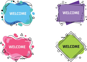 Poster - Welcome banners vector design template with abstract shapes and modern geometric elements set
