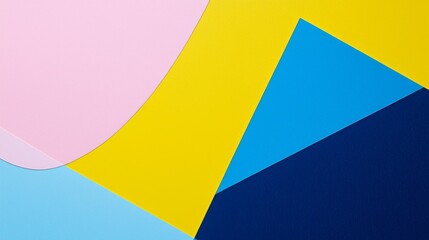 Poster - Abstract Geometric Pastel Color Block Composition, Pink Yellow Blue Navy Design, Minimalist Background Abstract art, color palette