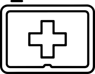Poster - Digital health icon on a tablet screen with a white medical cross symbol