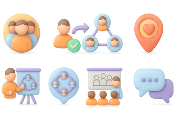Poster - Creative 3d social media network icons for community engagement