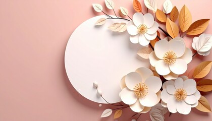 Poster - Floral paper art design studio setting digital artwork soft color palette close-up view creative craft inspiration