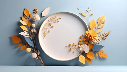 Poster - Elegant floral plate arrangement studio setting decorative art minimalist environment close-up view creative concept