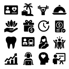 Vector pass card icon flexible mental work icons free course benefits employee