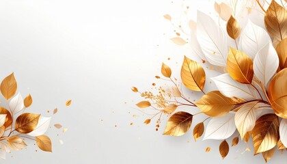 Poster - Elegant golden leaves arrangement nature scene digital artwork minimalist design aesthetic view autumn theme for seasonal decor