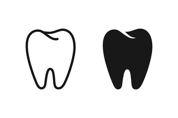 Poster - Tooth icon. Teeth icon set. Tooth vectors icons set in filled and line. Tooth shape symbol. Black icon of tooth isolated