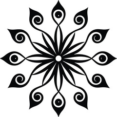 Wall Mural - Abstract black and white floral background with seamless vintage pattern and decorative ornamental swirls and leaves