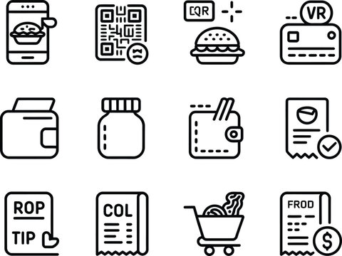 Set of icons for online shopping and payment methods
