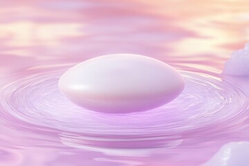 Poster - Delicate, pale orb rests serenely amidst swirling, pastel ripples.
