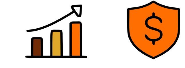 Poster - Financial growth represented by a chart and a shield symbol.